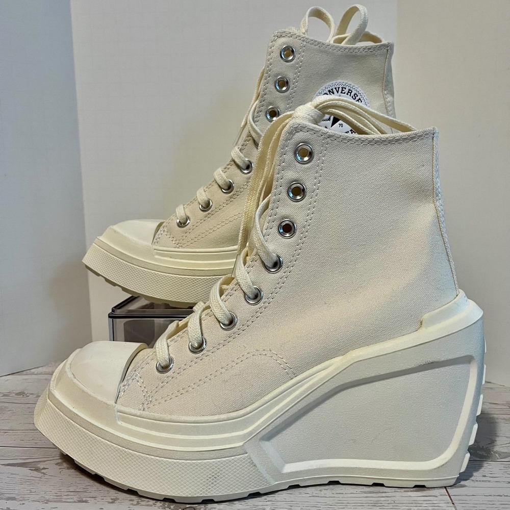 Converse Chuck 70 De Luxe Wedge Women 7 Ivory Cream Platform Lug Sole A06479C